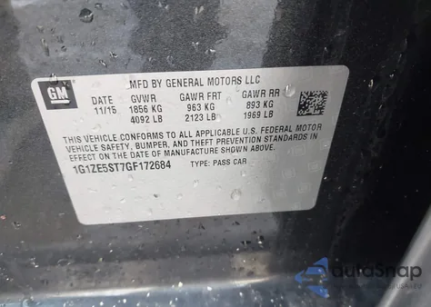 2016 Chevrolet Malibu 1Lt z USA, uszkodzony, nr VIN 1G1ZE5ST7GF172684